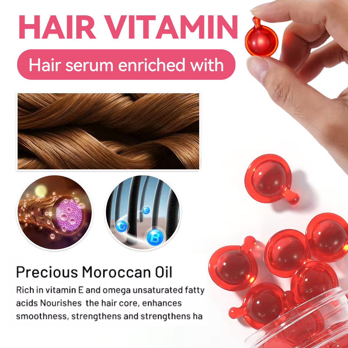 Hair Vitamin Treatment Serum - With Argan Macadamia Avocado Oils