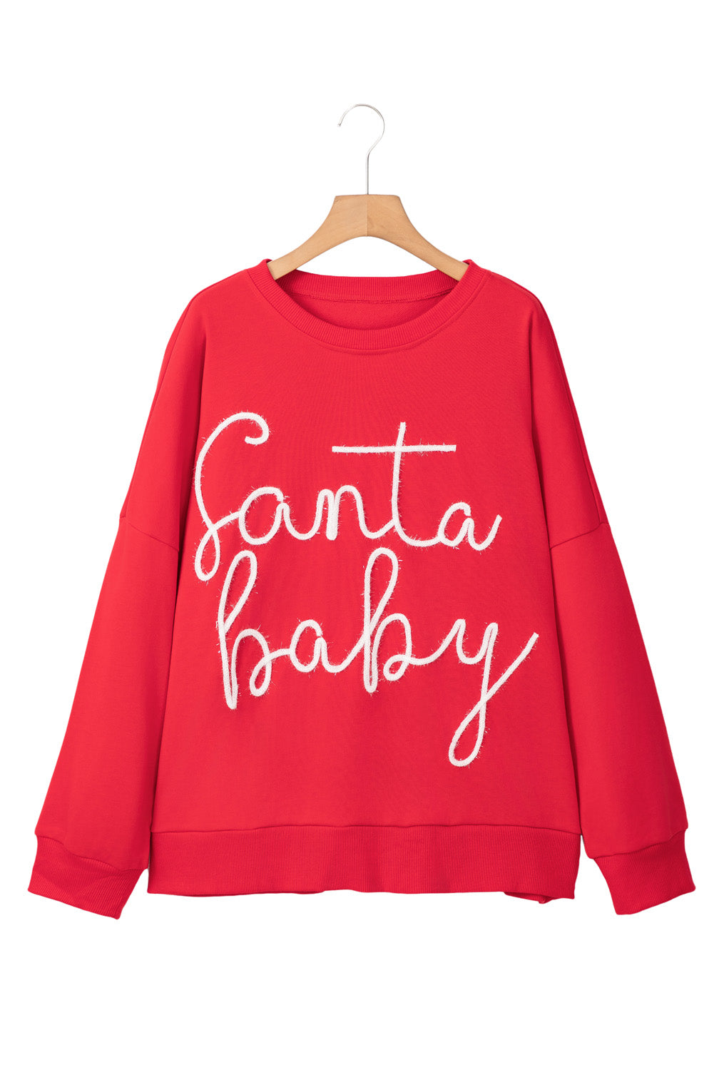 Fiery Red Tinsel Santa Baby Plus Size Christmas Sweatshirt