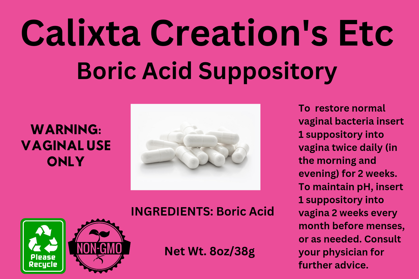 Boric Acid Suppository Capsules