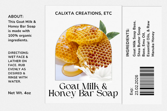 Formulated with nourishing goat milk and honey, our bar soap is a gentle and luxurious way to cleanse and moisturize your skin. The combination of these natural ingredients leaves your skin feeling soft, hydrated, and healthy. Perfect for daily use, our bar soap is a must-have for any skincare routine.